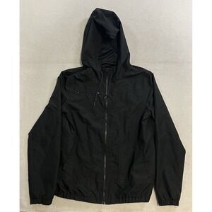 Volcom Jacket Men's Size Large Black Windbreaker Hooded Full Zip Long Sleeve